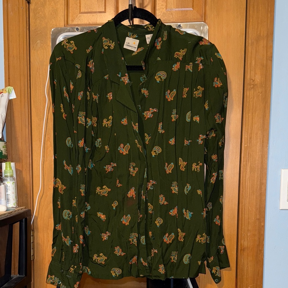 Vintage Green Patterned Blouse